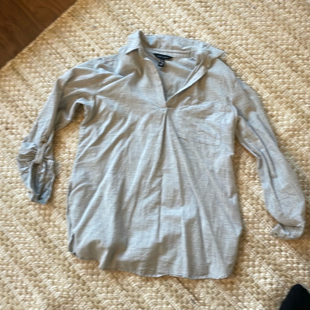 Cotton grey collared shirt